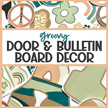 Retro GROOVY Boho Hippie Door and Bulletin Board EDITABLE Display Decor