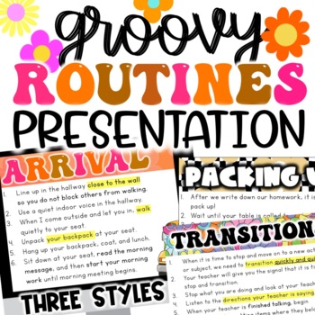 Preview of GROOVY RETRO ROUTINES  | Classroom Procedures Presentation | Set Expectations!