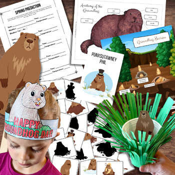 Preview of GROUNDHOG DAY Activities - Punxsutawney Phil Story, Anatomy, Matching & Crafts