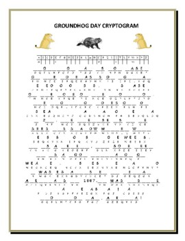 Preview of GROUNDHOG DAY CRYPTOGRAM ACTIVITY: GRS. 5-12, MG, ADULT