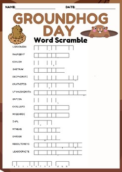 Preview of GROUNDHOG DAY Word scramble puzzle worksheet activity