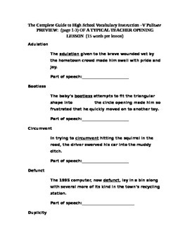 Preview of GROUP 2:  High School Vocabulary Lessons with Printable Word Lists/Tests/Keys