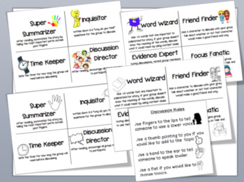 Preview of GROUP DISCUSSION ROLE CARDS (SPECIAL EDUCATION AND YOUNGER GRADE FRIENDLY!!!)