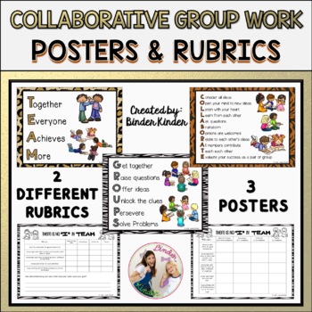 Preview of Group Work Rubrics & Posters (Animal Print)