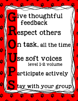 Preview of GROUPS poster for small group and partner work behavior management