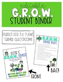 GROW Editable Student Binder Cover Plant Themed