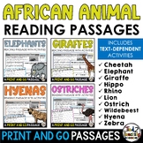 GROWING African Animal Reading Passages Bundle Animals Sci