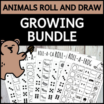 Preview of GROWING BUNDLE Animals Roll And Draw Game Dice Drawing Activity