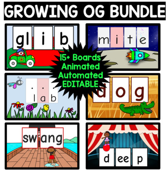 Preview of GROWING BUNDLE 16+ Blending Boards Editable Automated Orton-Gillingham Skills