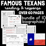 GROWING BUNDLE Biographies: Famous Texans - Reading Passag