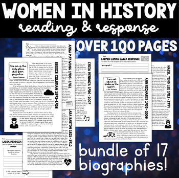 Preview of GROWING BUNDLE Biographies - Women's History: Reading and Open-Ended Response