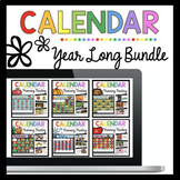 Kindergarten Calendar Morning Meeting Digital | Back to School YEAR LONG BUNDLE