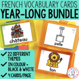 FRENCH Vocabulary Cards Year Long Bundle (cartes de vocabulaire)
