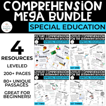 Preview of Comprehension Worksheets Bundle | Special Education | Reading Comprehension