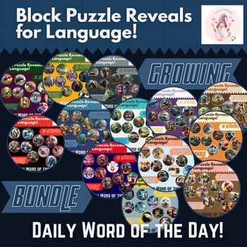 Preview of GROWING BUNDLE - Daily Word of the Day Block Puzzle Reveals for 4th/5th Grade