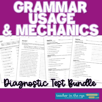 Preview of Middle and High School Grammar Usage and Mechanics Diagnostic Tests Quizzes