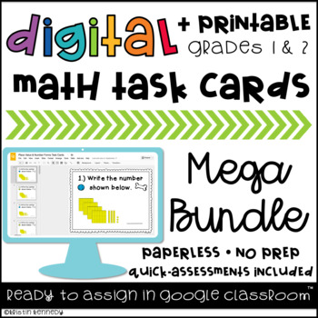 Preview of Digital Task Cards Bundle 1st & 2nd Grade Math