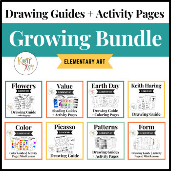 Preview of GROWING BUNDLE | Drawing Guides Drawing Activities + Coloring Pages