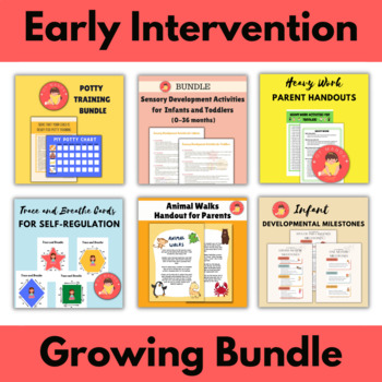 Preview of GROWING BUNDLE Early Intervention Handouts Activities Developmental Milestones