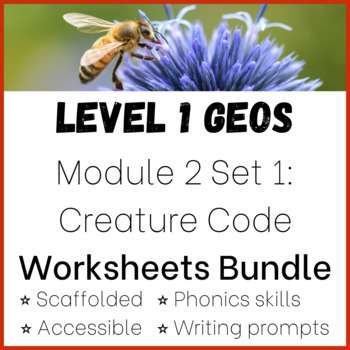 Preview of BUNDLE! Geos Level 1 Module 2 Set 1 - Creature Code Reading Worksheets