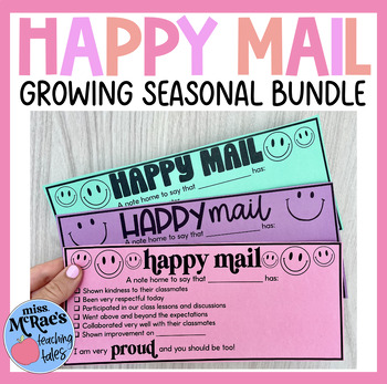 Preview of GROWING BUNDLE | Happy Mail Seasonal | Positive Note Home | Parent Communication