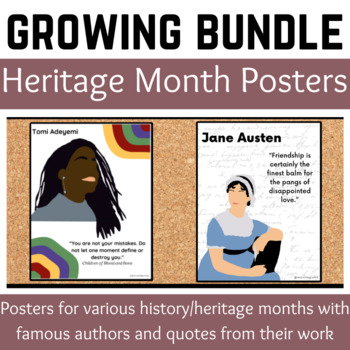 Preview of GROWING BUNDLE: History/Heritage Month Posters with Authors, Visuals, and Quotes