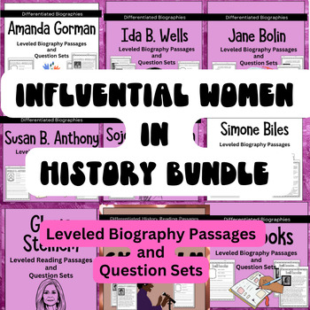 Preview of GROWING BUNDLE Influential Women Differentiated Passages | Women's History