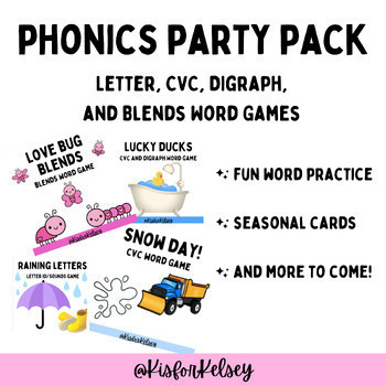 Preview of Seasonal Phonics Word Card Games Letters CVC Digraph Blends Activities Kinder