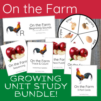 Preview of GROWING BUNDLE: On the Farm Unit Study Self-Correcting Montessori Activities