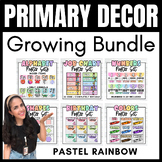 GROWING BUNDLE! Pastel Rainbow Decor for Primary Classrooms