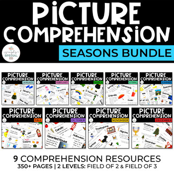 Preview of Picture Comprehension Full Year Bundle | Seasonal | Special Education | February