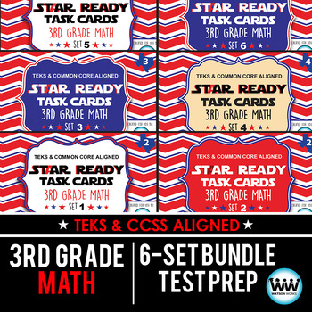 Preview of SETS 1-6 BUNDLE - STAR READY 3rd Grade Math Task Cards - STAAR / TEKS-aligned