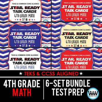Preview of SETS 1-6 BUNDLE - STAR READY 4th Grade Math Task Cards - STAAR / TEKS-aligned