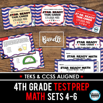Preview of SETS 4-6 BUNDLE - STAR READY 4th Grade Math Task Cards - STAAR / TEKS-aligned