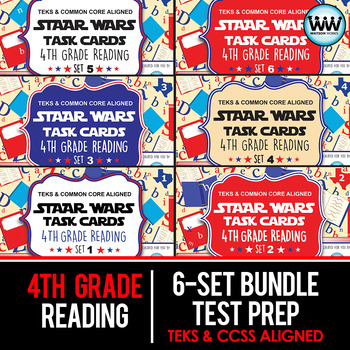 Preview of SETS 1-6 BUNDLE 4th Grade STAAR Reading Review Task Cards New ELAR TEKS