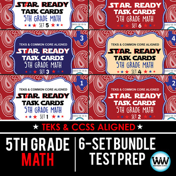 Preview of SETS 1-6 BUNDLE - STAR READY 5th Grade Math Task Cards - STAAR / TEKS-aligned