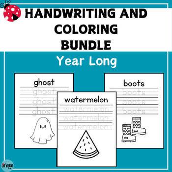Preview of Year Long Bundle- Seasonal and Holiday Handwriting Packets and Coloring Pages