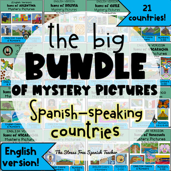 Preview of Big BUNDLE Spanish speaking countries COLOR BY NUMBER ENGLISH VERSION