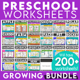 GROWING BUNDLE: Themed Worksheets for Preschool, PreK, Kin