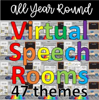 Preview of Year Round Virtual Preschool Speech Rooms [47 different themes!]