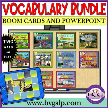 Preview of Vocabulary MEGA BUNDLE Hide & Reveal | Inferences | WH Questions | BOOM & PPT