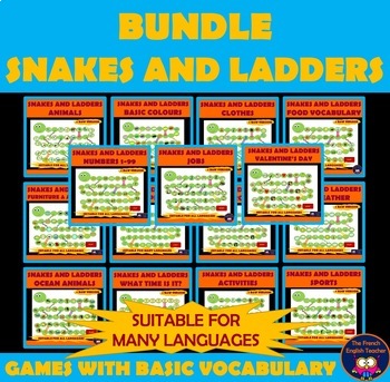 Preview of BUNDLE of SNAKES AND LADDERS games - suitable for all languages