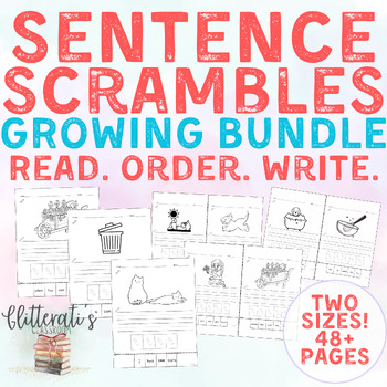 Preview of GROWING BUNDLE Sentence Building No Prep Word Work Writing Centers