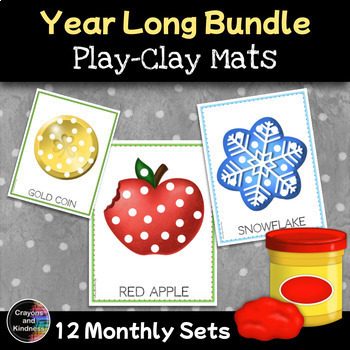 Preview of GROWING Bundle - Year Long Play-Clay Centers - Fine Motor OT Mats