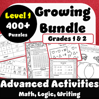 Preview of GROWING ENRICHMENT BUNDLE | Advanced Math, Writing, and Logic | Grade 1-2