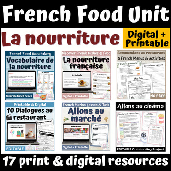 Preview of French Food Unit Bundle - Unité de la nourriture - Core or Immersion FLE