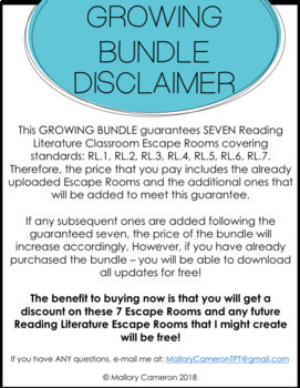 Print Go Escape Room Bundle Reading Literature Standards