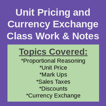 Preview of Unit Price & Currency Conversion Complete Notes & Activities Bundle (Math 10)