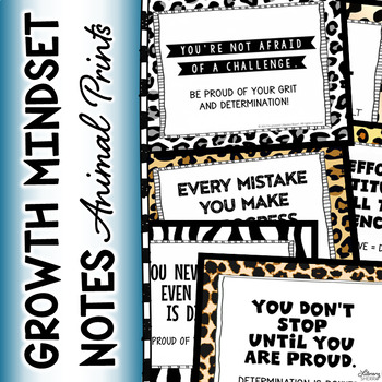 Preview of GROWTH MINDSET: 72 Motivational Notes for Students (Animal Prints)