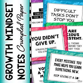 Preview of GROWTH MINDSET: 72 Motivational Notes for Students (Crumpled Paper)